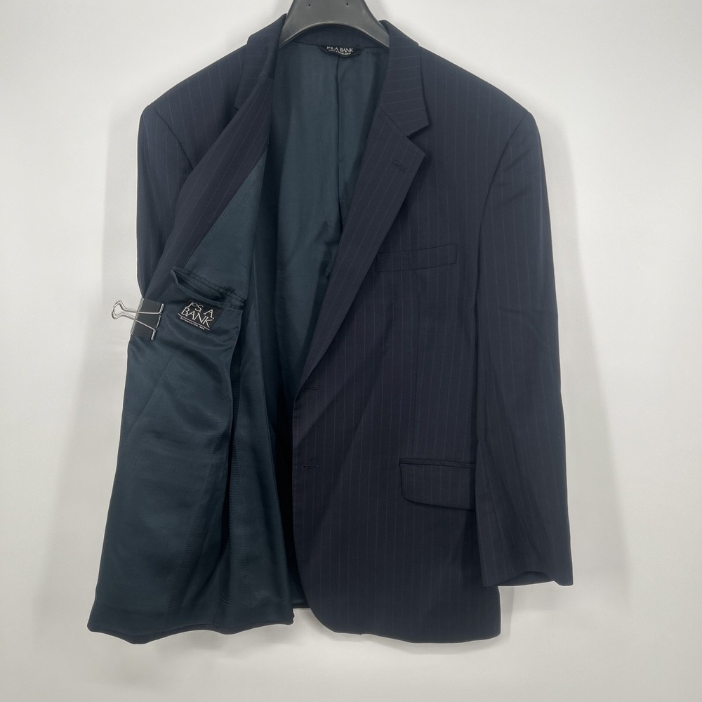 Jos A Bank 46R Blue Striped Wool Blazer Sport Coat Suit Jacket